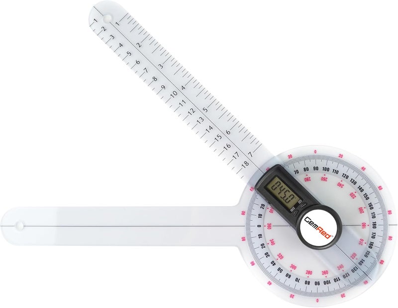 GemRed 12" Digital Goniometer 360 Degree Physical Therapy Plastic Protractor for Joint Range of Motion ROM Measurement - Image 1